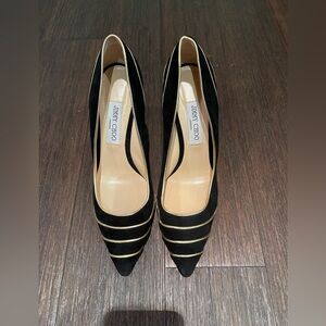 Jimmy Choo Black Velvet/Gold pumps